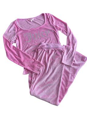 Juicy Couture Pink Velour Pajama Set XL